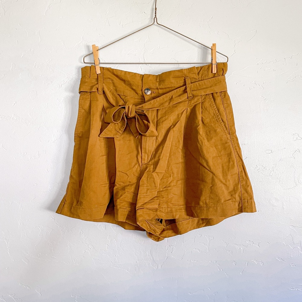 Madewell Linen Cotton Paper Bag Waist High Rise Shorts - Picture 2 of 6